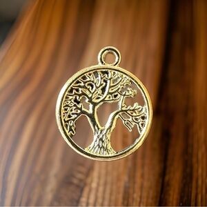 🔴 5 for $10 ONE Golden Tree Charm Pendant for Jewelry Making